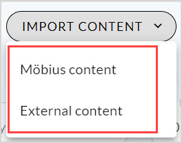 The Import dropdown menu is open under the Import button.